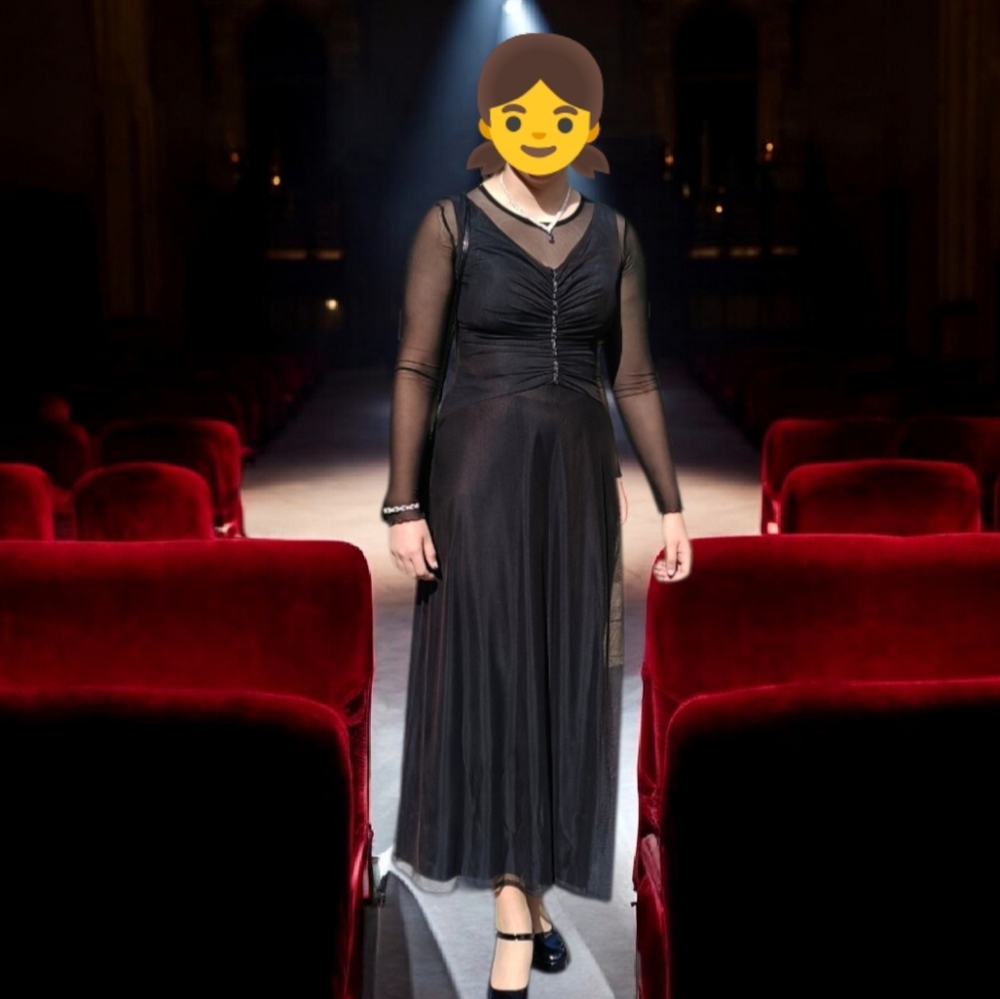 M🖤Evening Prom Cocktail Elegant Black Maxi Dress with Back Lace 🖤 Goth Emu - Picture 4 of 11